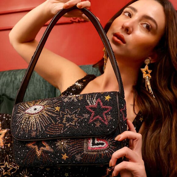 AMERICA & BEYOND Celestial Spark Beaded Shoulder / Clutch Bag NWT
